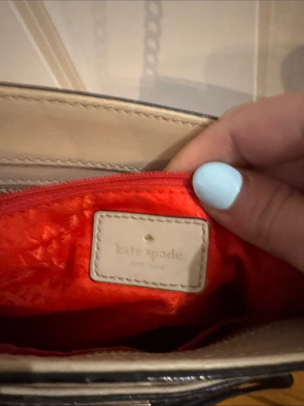 kate spade Cream Leather Bow Crossbody with Gold Chain